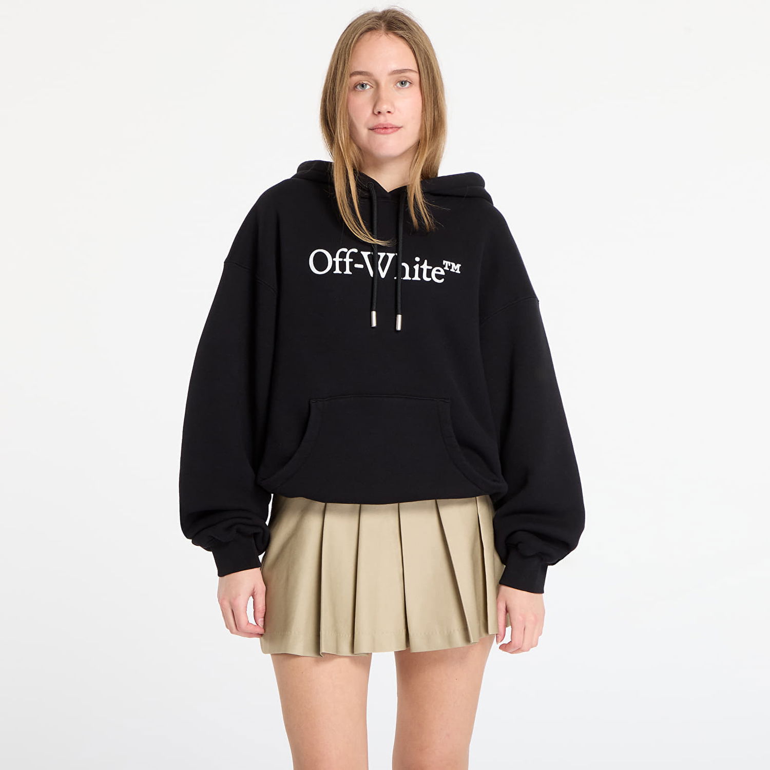 Sweatshirt Off-White Big Logo Bookkish Over Hoodie Sort | OWBB058C99FLE0011001, 0