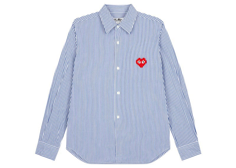 Skjorte Comme des Garçons Play Invader Broad Stripe Shirt Blå | AZ-B023-051, 0