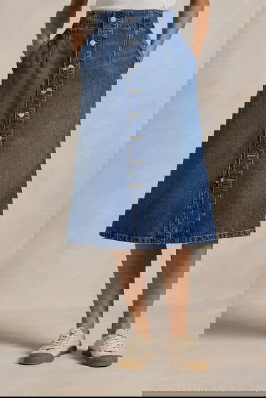 Nederdel Polo by Ralph Lauren A-Line Midi Denim Skirt by Polo Ralph Lauren Blå | 211959036, 4