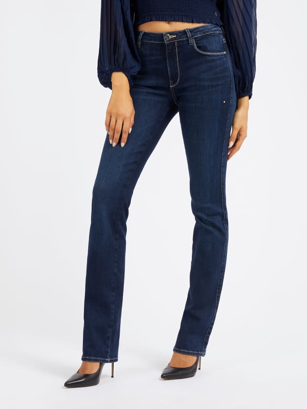 Jeans GUESS Mid Rise Straight Denim Pant Mørkeblå | W4RA15D59F1, 0