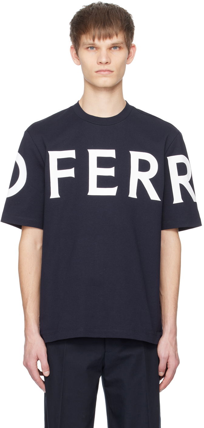 T-shirt FERRAGAMO Printed T-Shirt Mørkeblå | 771855