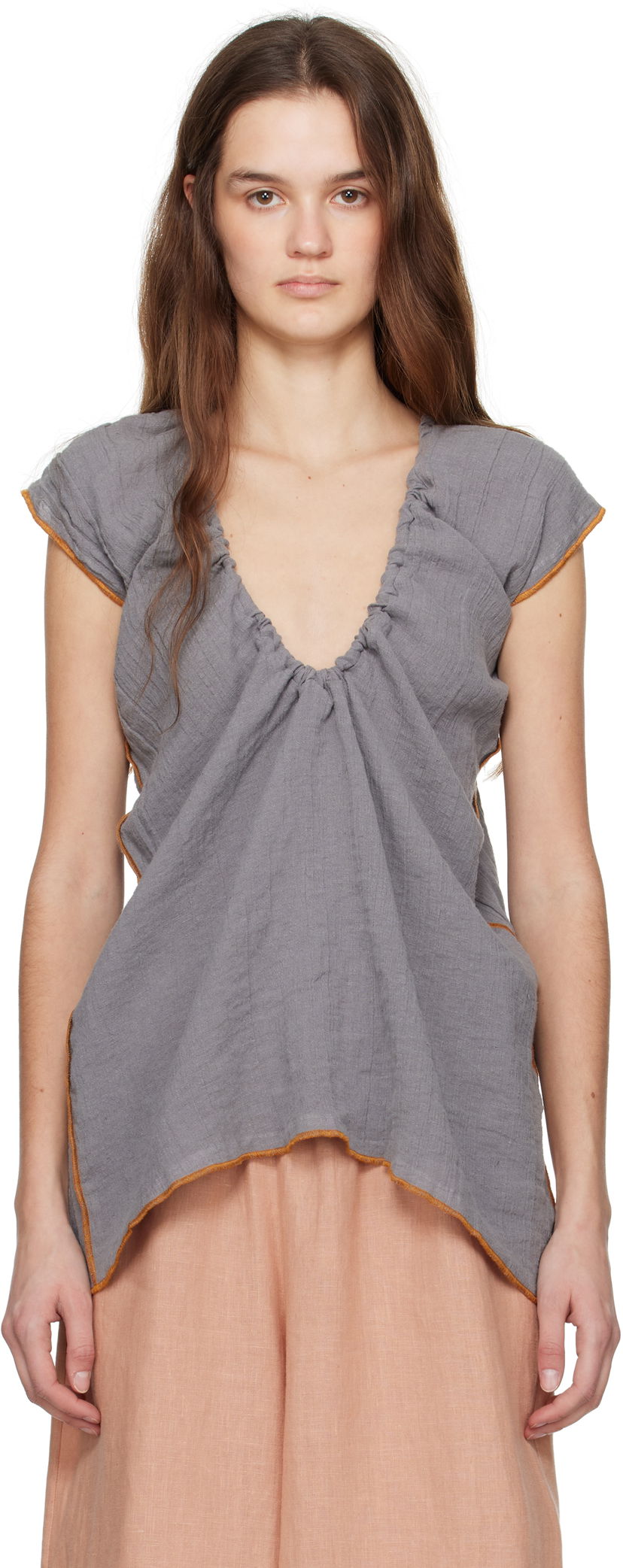Tanktop Baserange Baserange Max Draped Blouse Grå | TOMX-LC-SP25