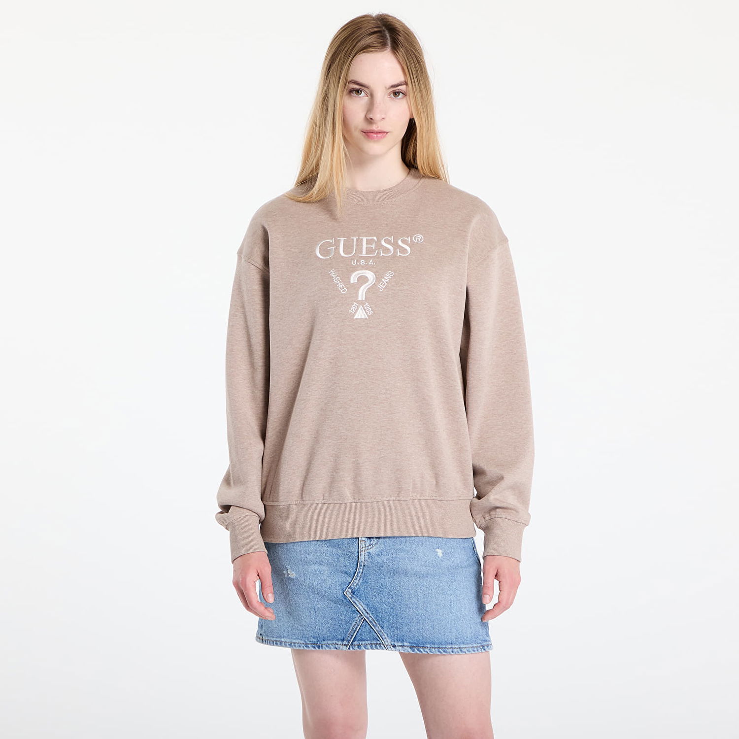 Sweatshirt GUESS GUESS Roberta Sweatshirt Beige | V5RQ12KC3D2-H11G, 0