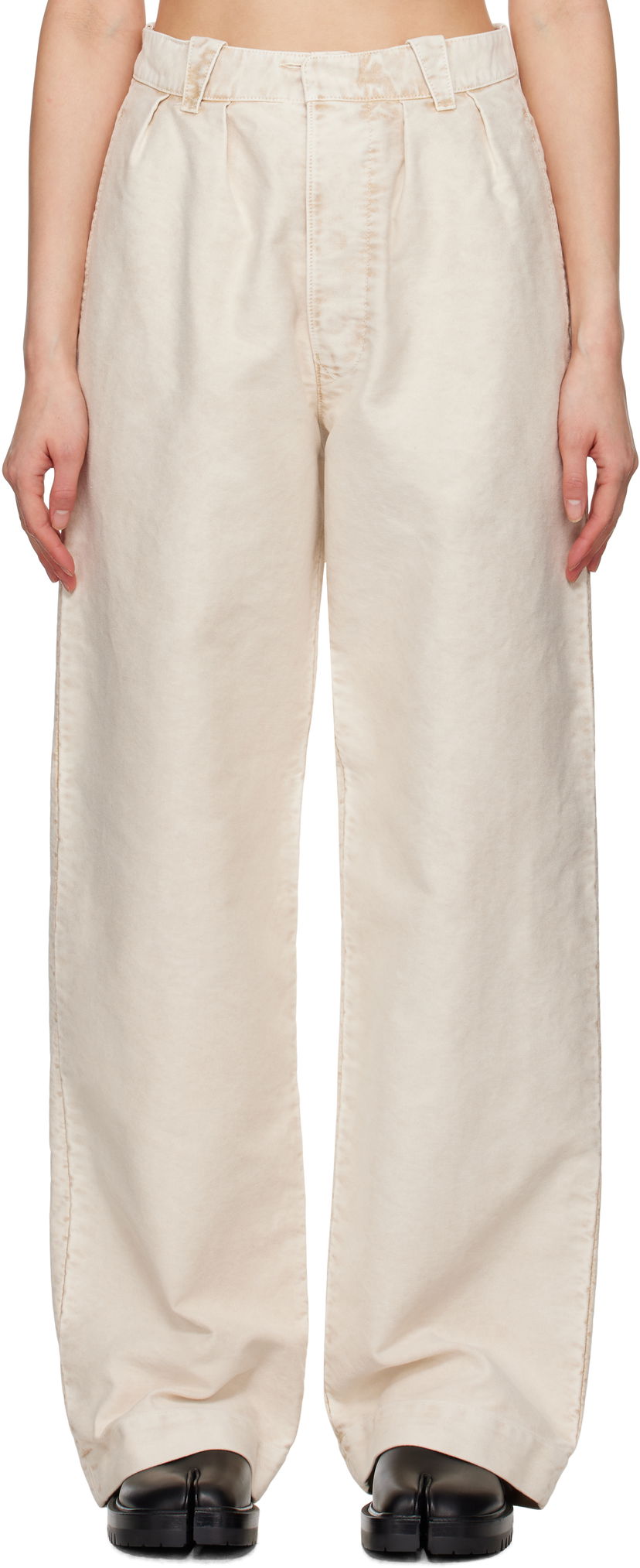 Bukser Maison Margiela Maison Margiela Wide-Leg Trousers Beige | S51KA0600 S76543