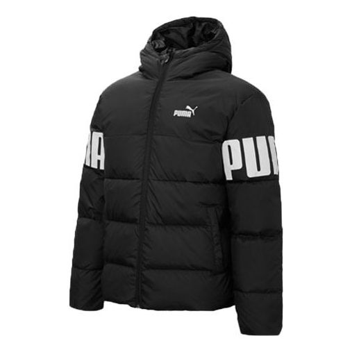 Puffer jakke Puma Printed Hooded Puffer Jacket Sort | 848172-51
