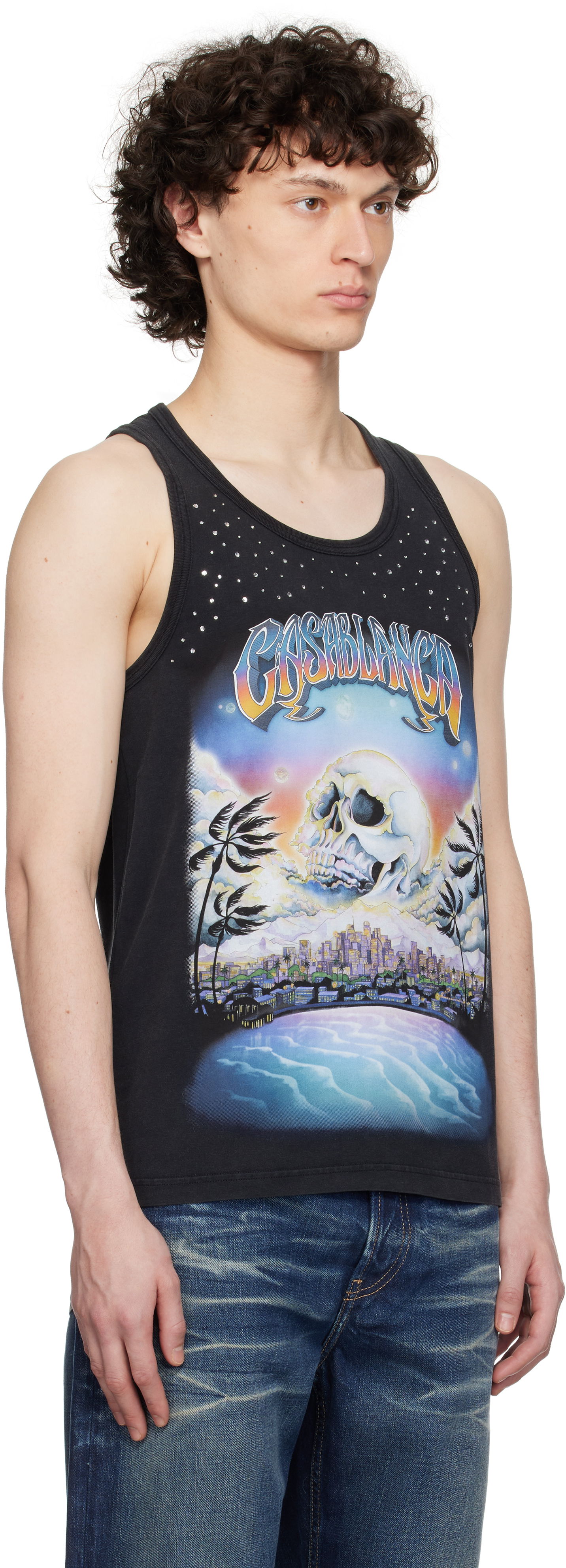 Tanktop Casablanca Casablanca 'La Prémonition' Crystal Embellished Tank Top Sort | U-MS25-JTS-036-01, 1