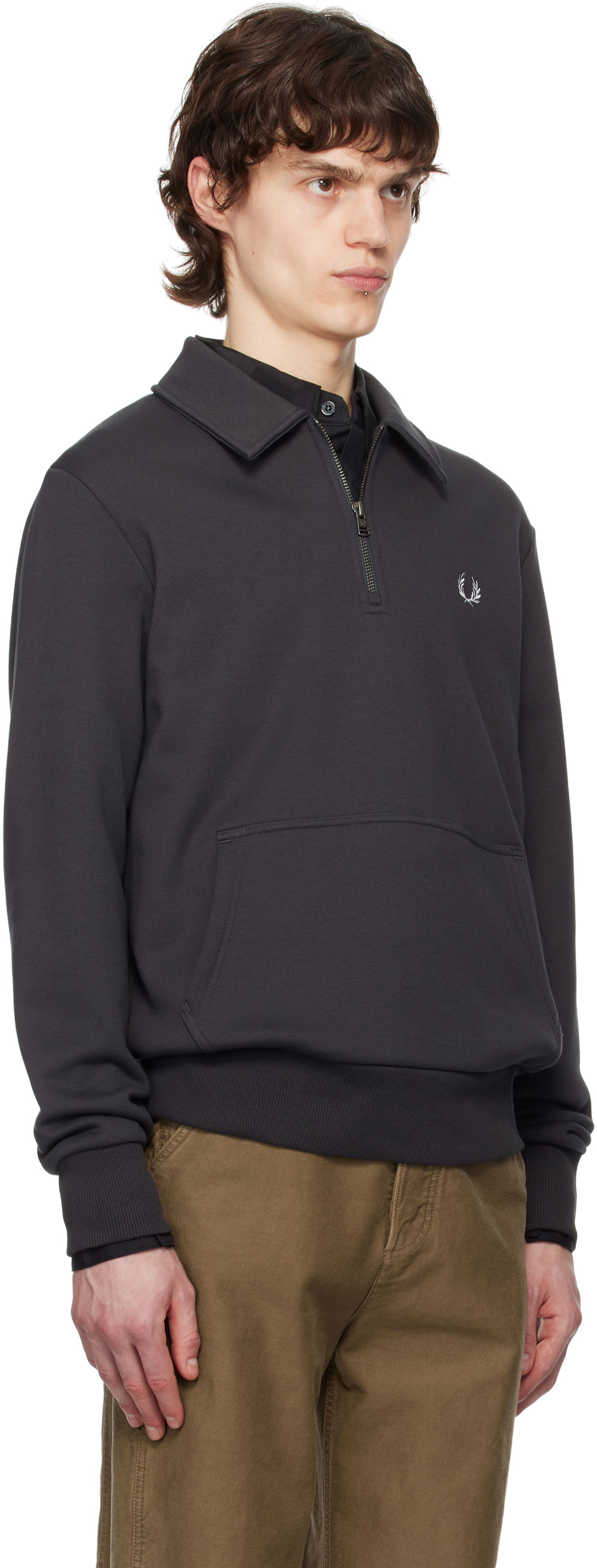 Sweatshirt Fred Perry Fred Perry Half-Zip Fleece Sweatshirt Grå | M8637, 1