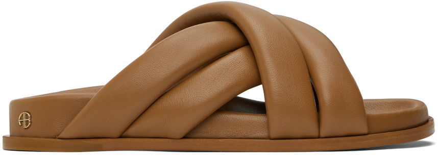 Sneakers og sko Anine Bing Lizzie Padded Leather Slides Brun | A-14-4028-230, 0