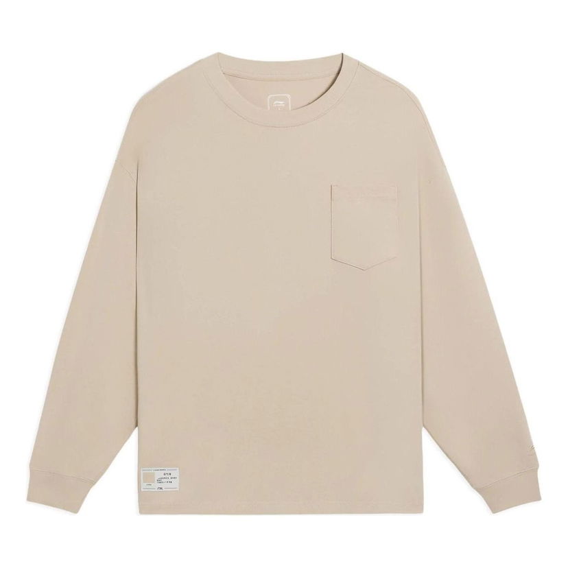 Sweatshirt Li-Ning Pocket Long Sleeve T-Shirt Beige | AHSS751-5