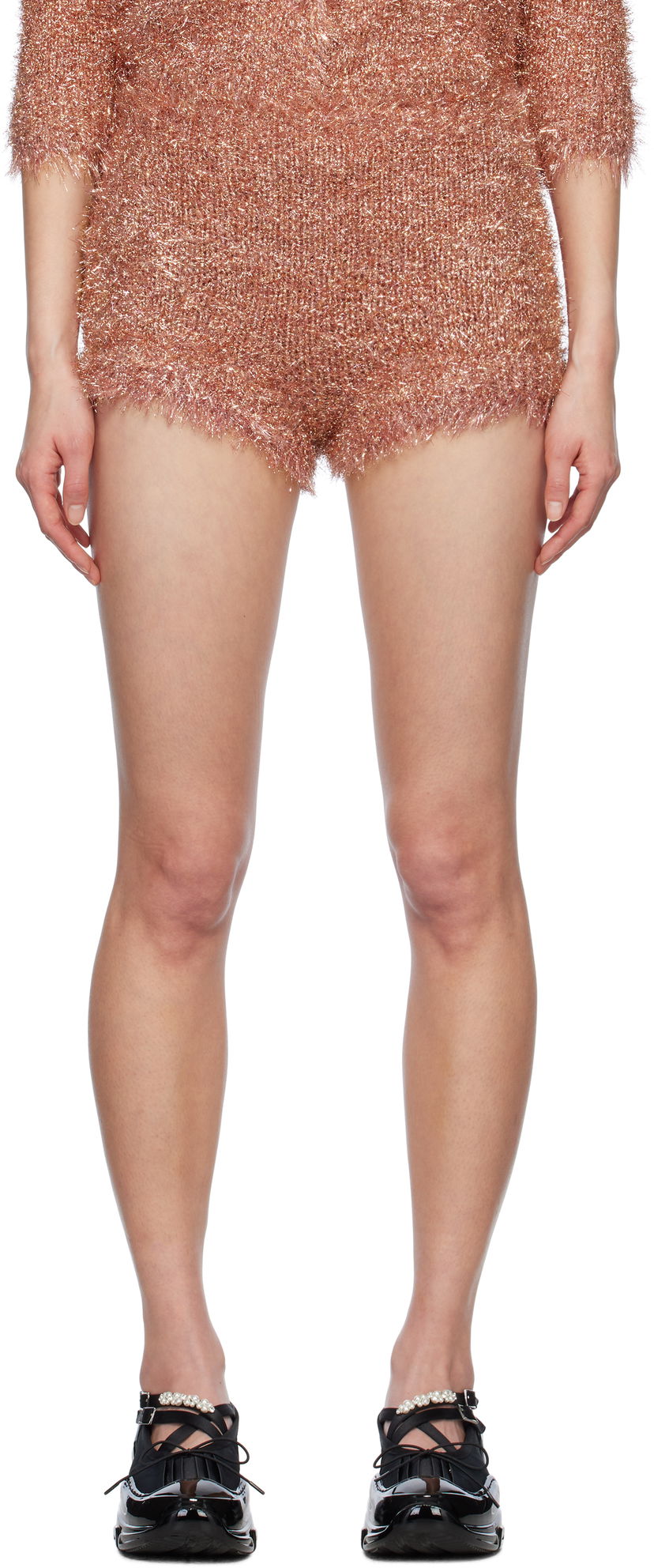 Shorts Simone Rocha Simone Rocha Tinsel Knit Shorts Lyserød | PRMK3 0664