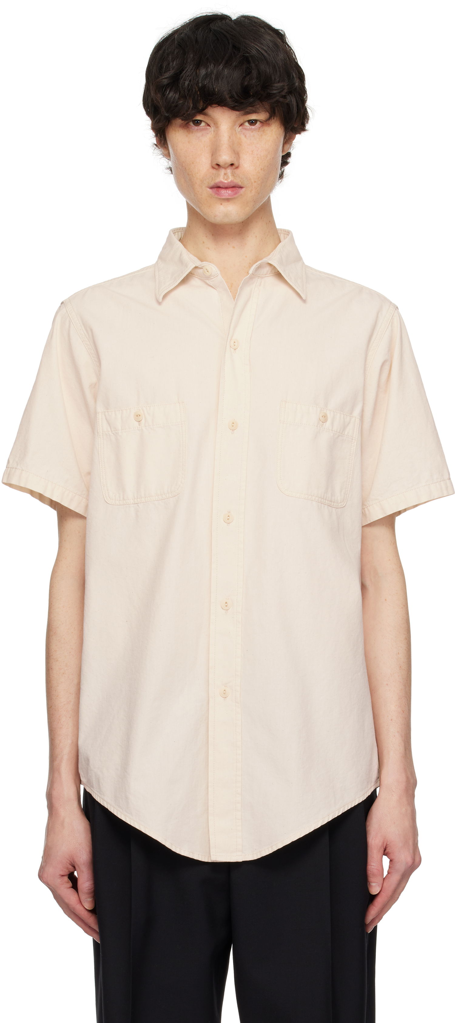 Skjorte Maison Margiela Maison Margiela Chambray Short Sleeve Shirt Beige | S50DR0010 M30022, 0