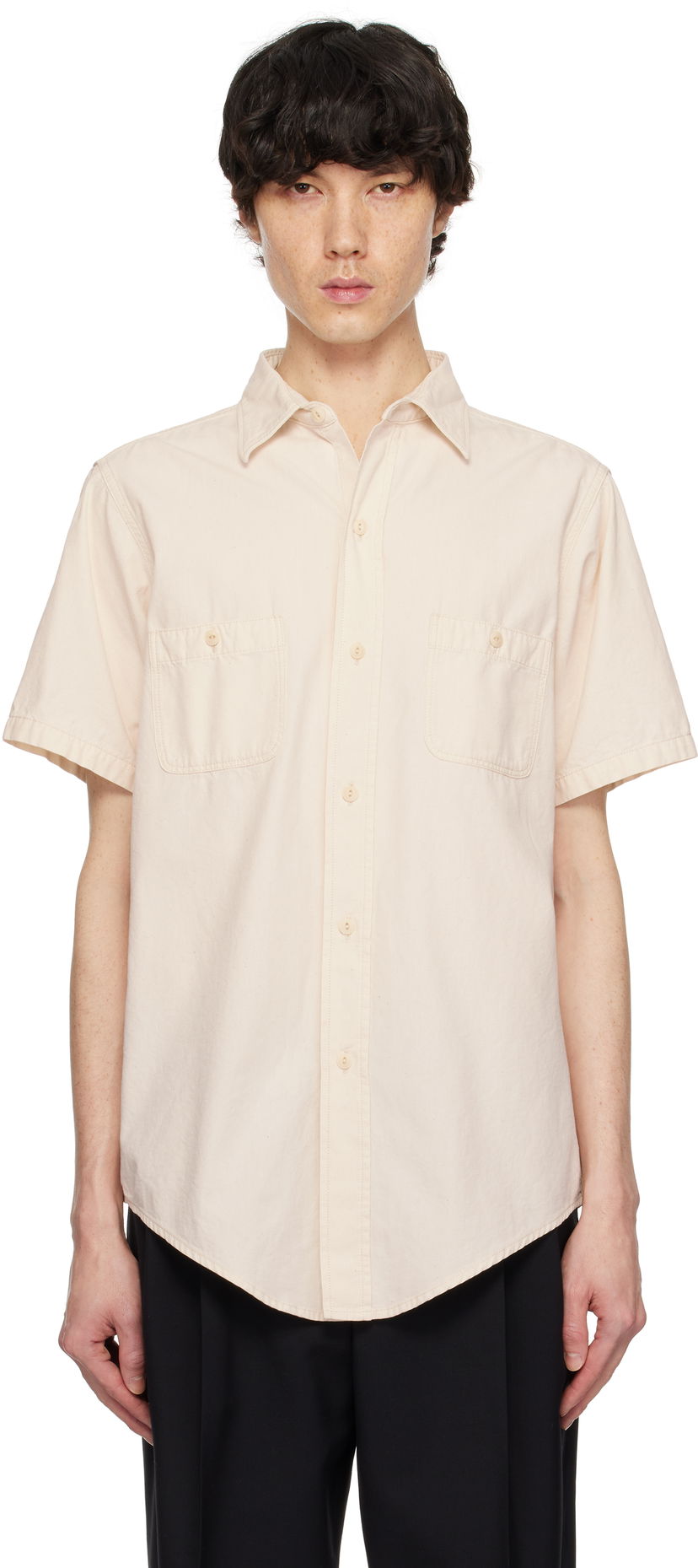 Skjorte Maison Margiela Maison Margiela Chambray Short Sleeve Shirt Beige | S50DR0010 M30022