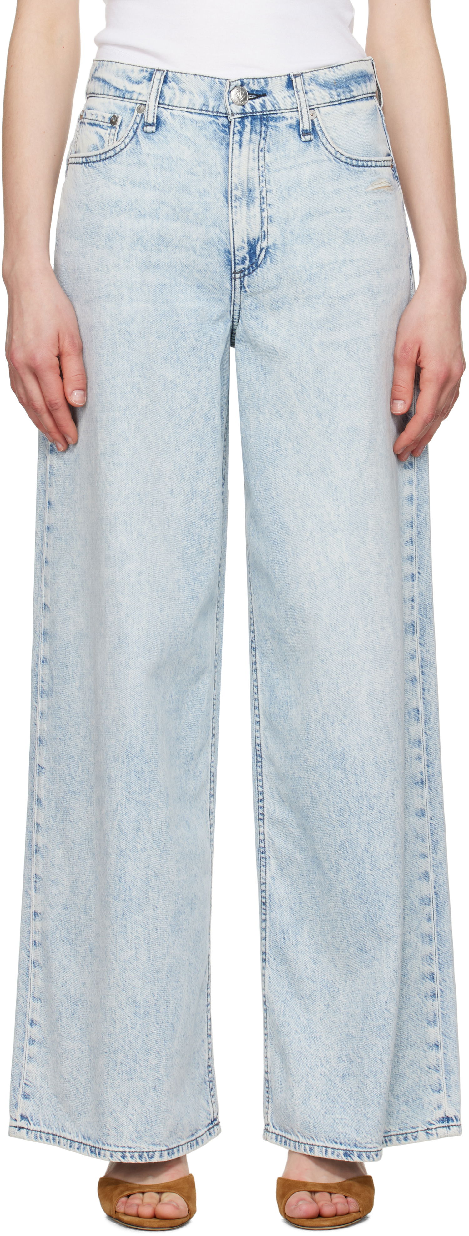 Jeans rag & bone Rag & Bone Featherweight Sofie Wide-Leg Jeans Blå | WDD25S2952FWBE, 0