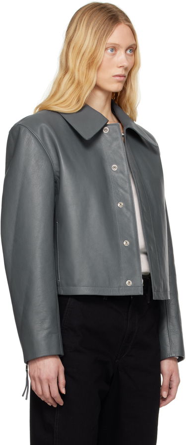 Jakke LEMAIRE Lemaire Boxy Cropped Leather Jacket Grå | OW1133 LL0099, 1