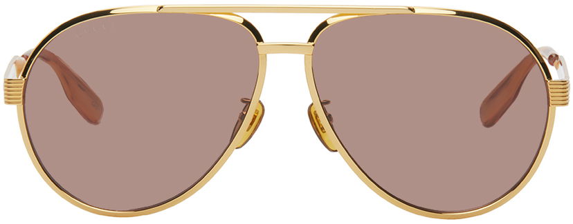 Solbriller Gucci Gold Aviator Sunglasses Metalisk | GG1513S-002