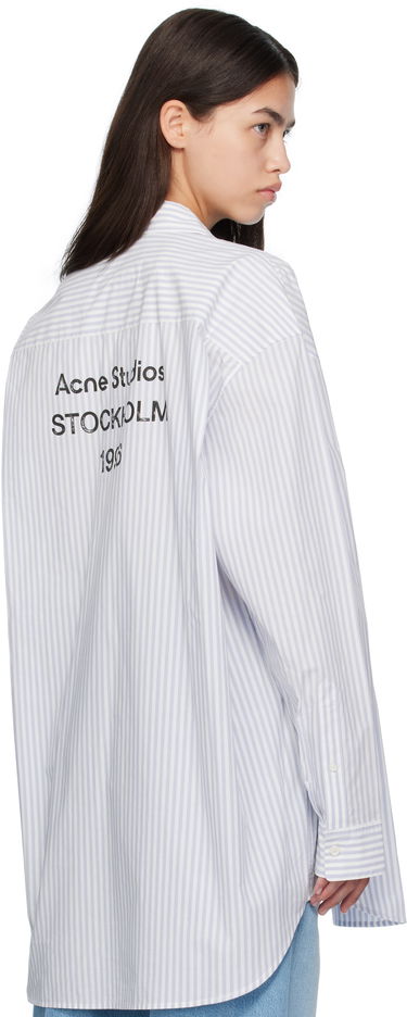 Skjorte Acne Studios Acne Studios Striped Oversized Button-Up Shirt Blå | CB0117-, 2