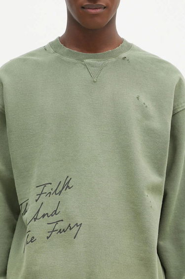 Sweatshirt Neighborhood NEIGHBORHOOD Crewneck Sweatshirt with Distressing and Graphic Print Grøn | 242OKNH.CSM01, 3