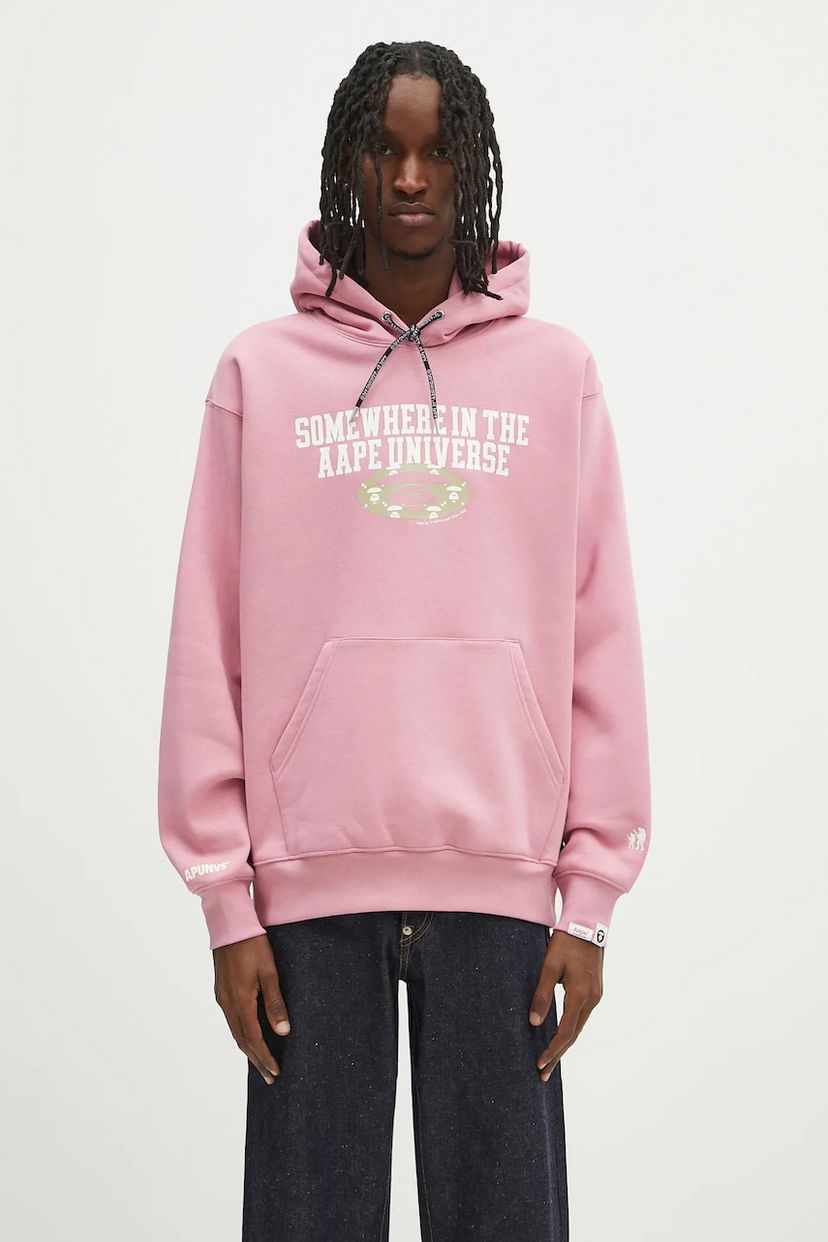 Sweatshirt AAPE by A Bathing Ape AAPE Basic Logo Print Hoodie Lyserød | AAPSWMB342XXN