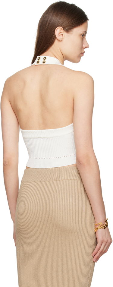 Nederdel Balmain Balmain Ribbed Knit Halter Top Beige | EF1AA380KI10, 2