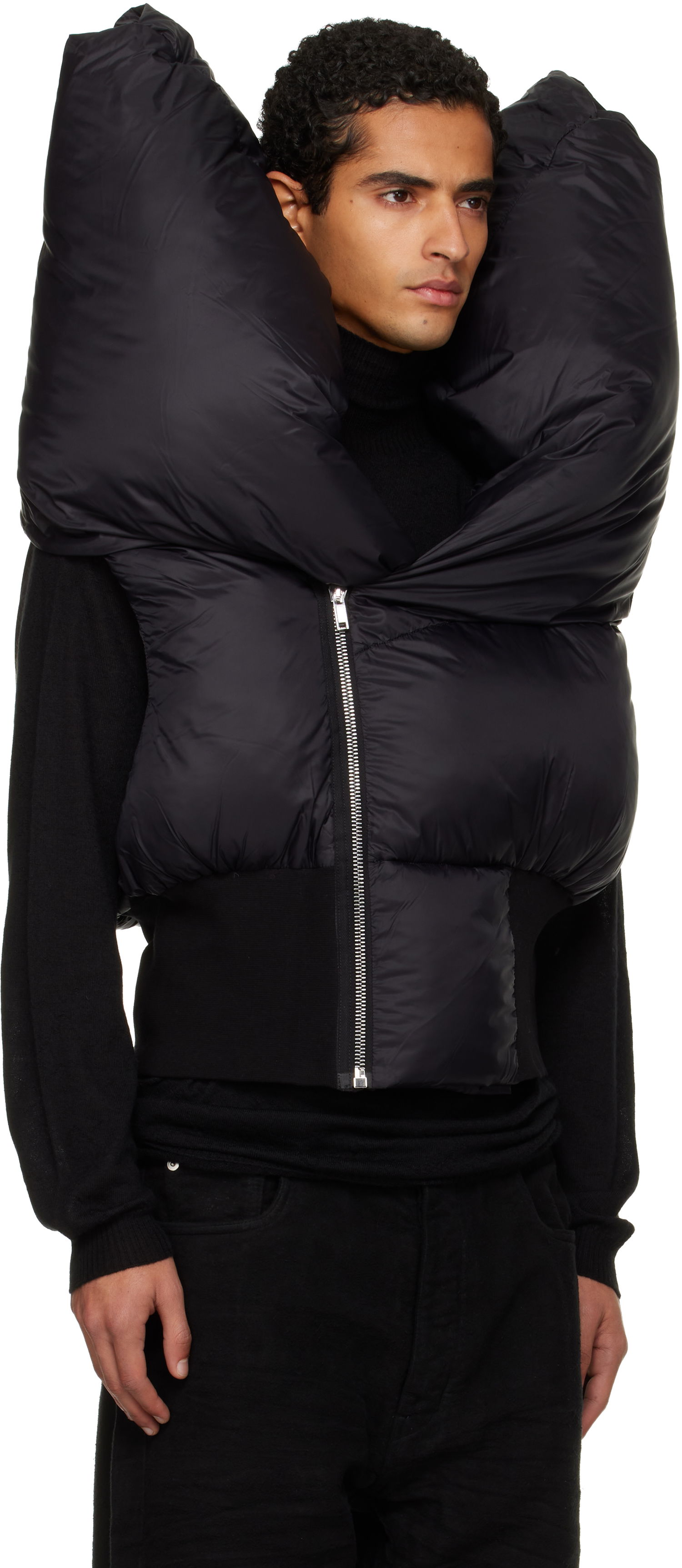 Vest Rick Owens Concordians Anubis Padded High-Collar Vest Sort | DU02E7790 NP, 1
