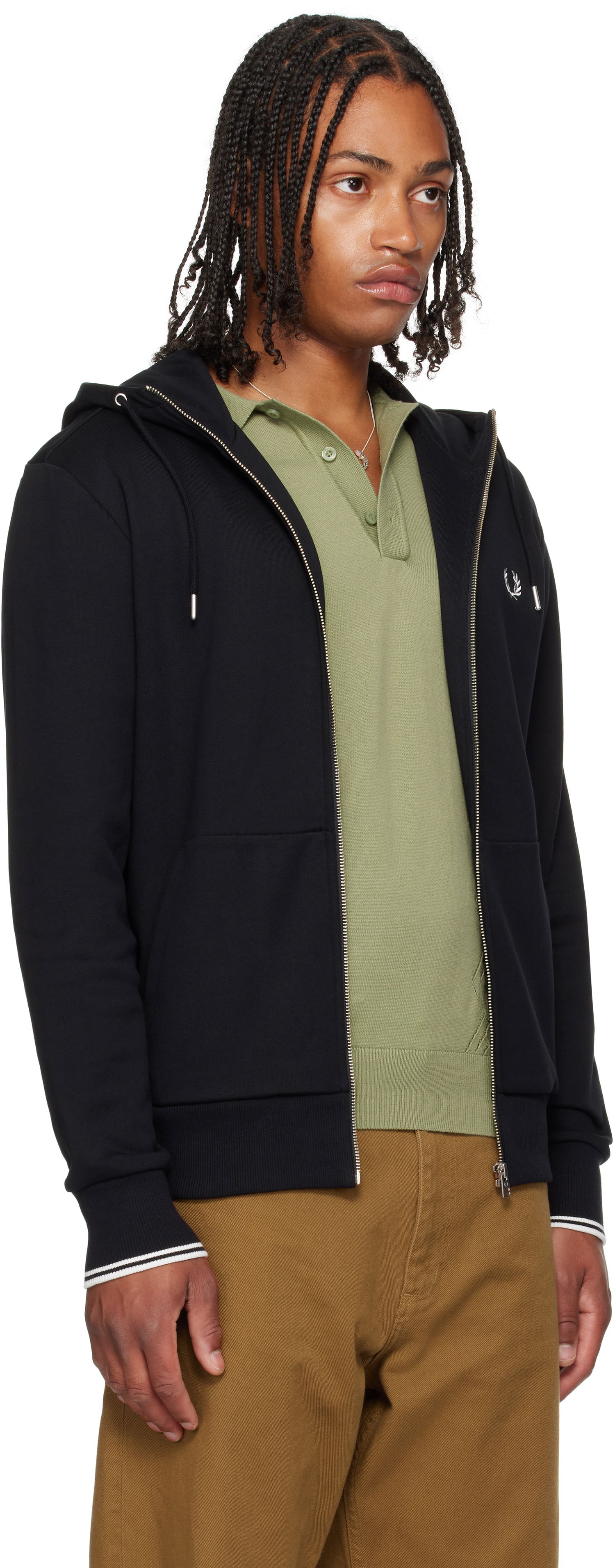 Sweatshirt Fred Perry Zip Through Hoodie Sort | J7536, 1