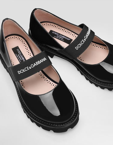 Tilbehør Dolce & Gabbana Dolce & Gabbana Patent Leather Mary Janes With Logo Elastic Strap Sort | D11333A913589923, 3