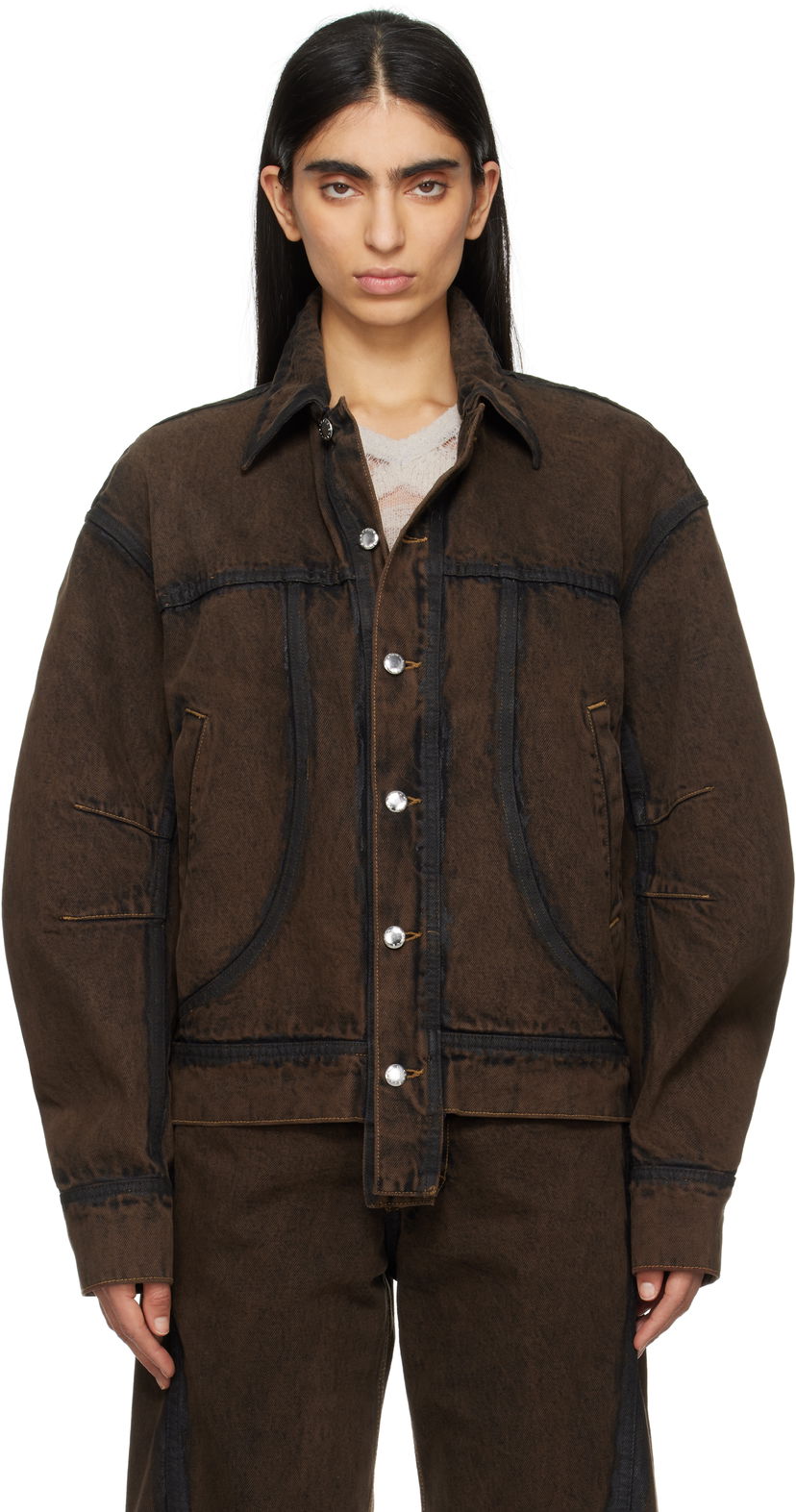 Jakke Eckhaus Latta Eckhaus Latta EL Redux Denim Jacket Brun | 1224-EL-PS25-O -