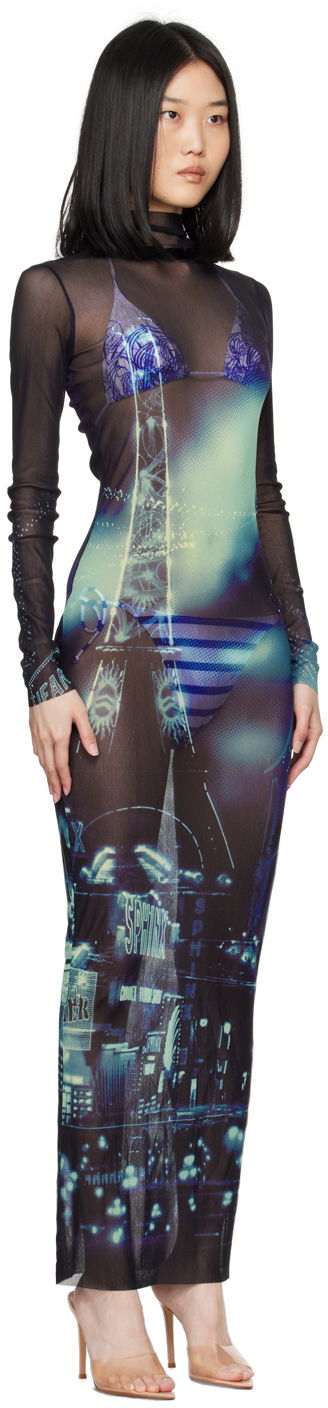 Kjole Jean Paul Gaultier Gaultier 'The Pigalle' Mesh Maxi Dress Sort | 24/30-F-RO247-T552-59560100, 1