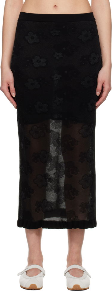 Nederdel Cecilie Bahnsen Cecilie Bahnsen Pegonia Floral Midi Skirt Sort | 1.25KNI50006 PEGONIA SKIRT, 0