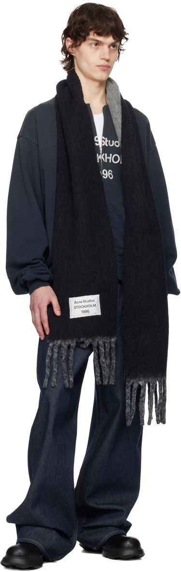 Tørklæde Acne Studios Blue & Purple Logo Label Fringed Scarf Blå | CA0343-, 3