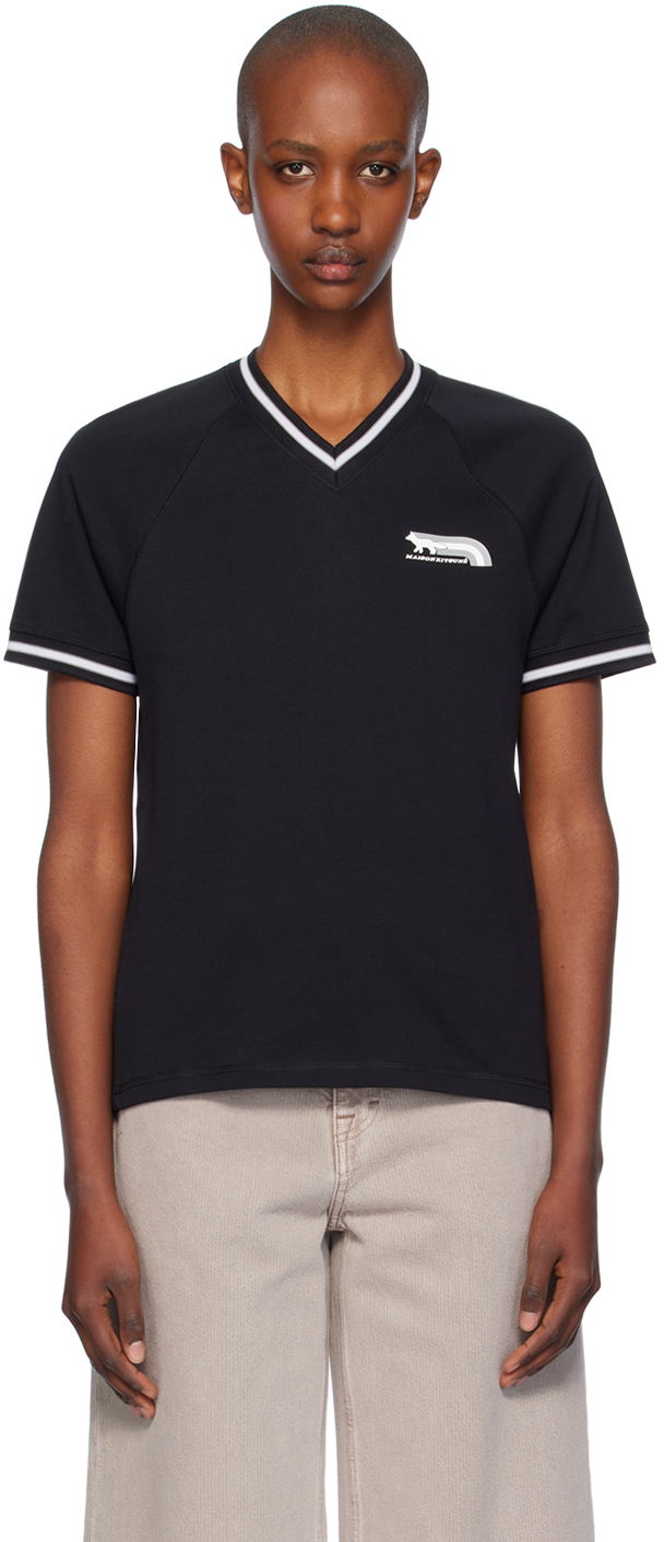 T-shirt MAISON KITSUNÉ Fox Raglan T-shirt Sort | NW00112KJ0119