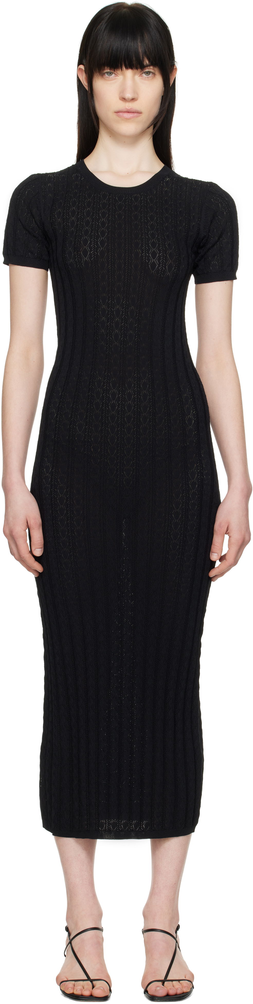 Kjole Loulou de Saison Loulou de Saison Aruba Midi Dress Sort | ARUBA, 0