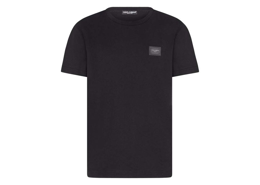 T-shirt Dolce & Gabbana Cotton Branded Plate T-shirt Blue Sort | G8KJ9TFU7EQB0665
