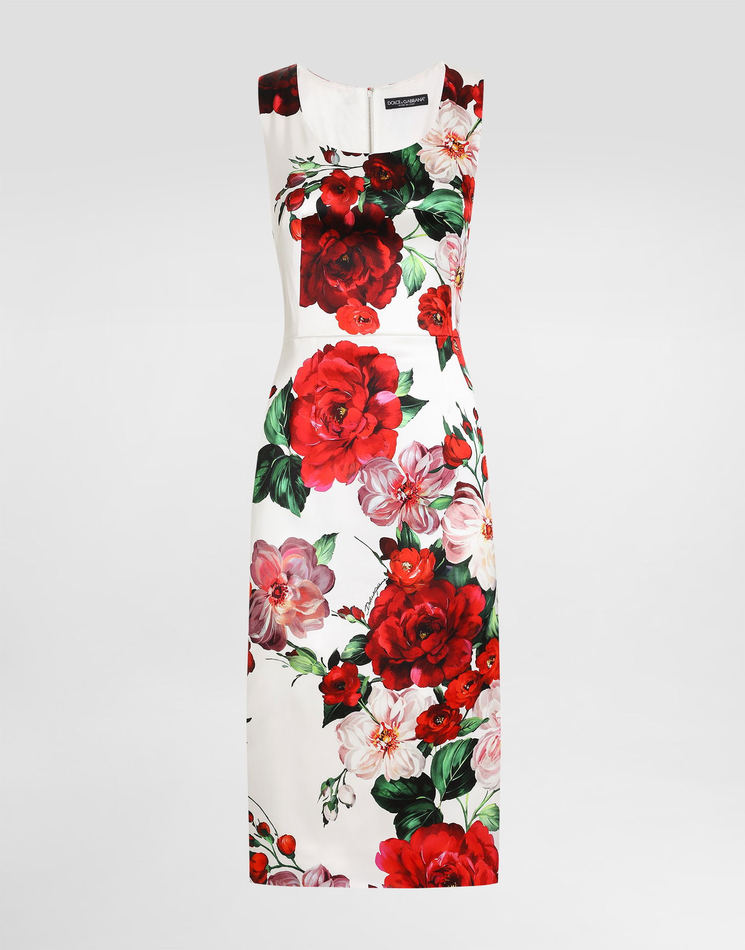 Kjole Dolce & Gabbana Dolce & Gabbana Sleeveless Rose Print Satin Calf-Length Dress Flerfarvet | F6ZJ6TFSIB4HA5PD, 0