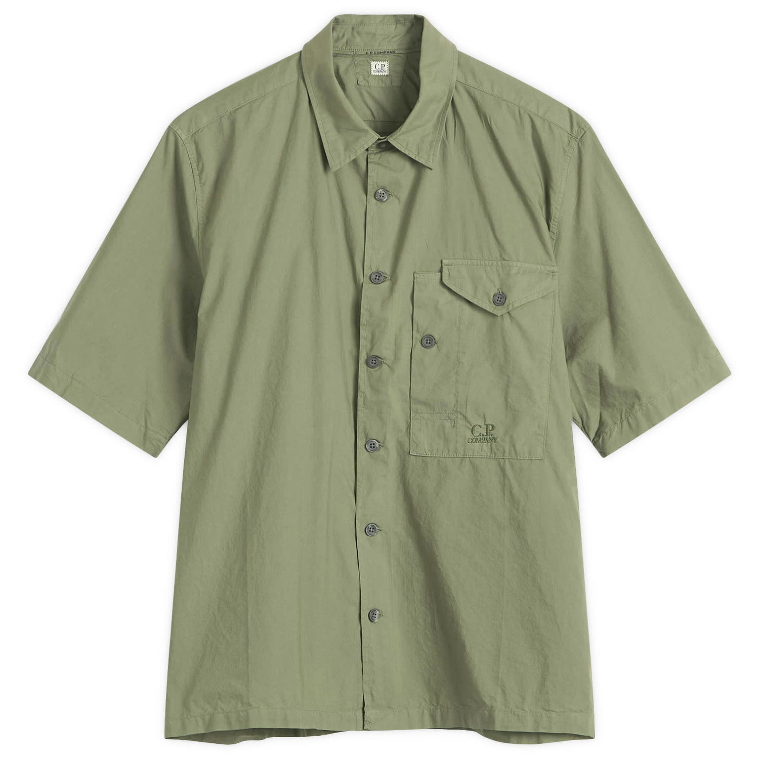 Skjorte C.P. Company C.P. Company Short Sleeve Shirt with Pocket Logo Grøn | 18CMSH249A-005328G-GRN, 1