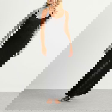 Kjole SKIMS SKIMS Sheer Knit Midi Dress, Size Large Sort | DS-DRS-8175W-ONX, 4