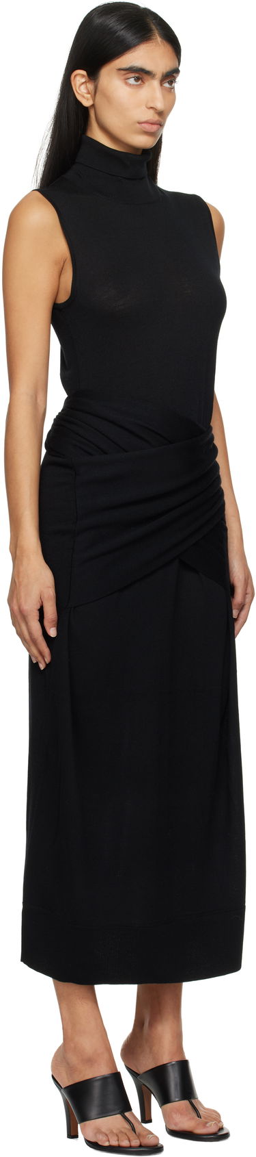 Kjole TOTEME TOTEME Draped Knit Midi Dress Sort | 244-WRD0150-YA0087, 1