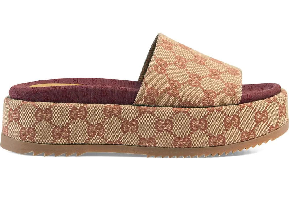 Sneakers og sko Gucci GG Supreme Platform Sandal "Dark Red" W Beige | 573018KQW008366, 0