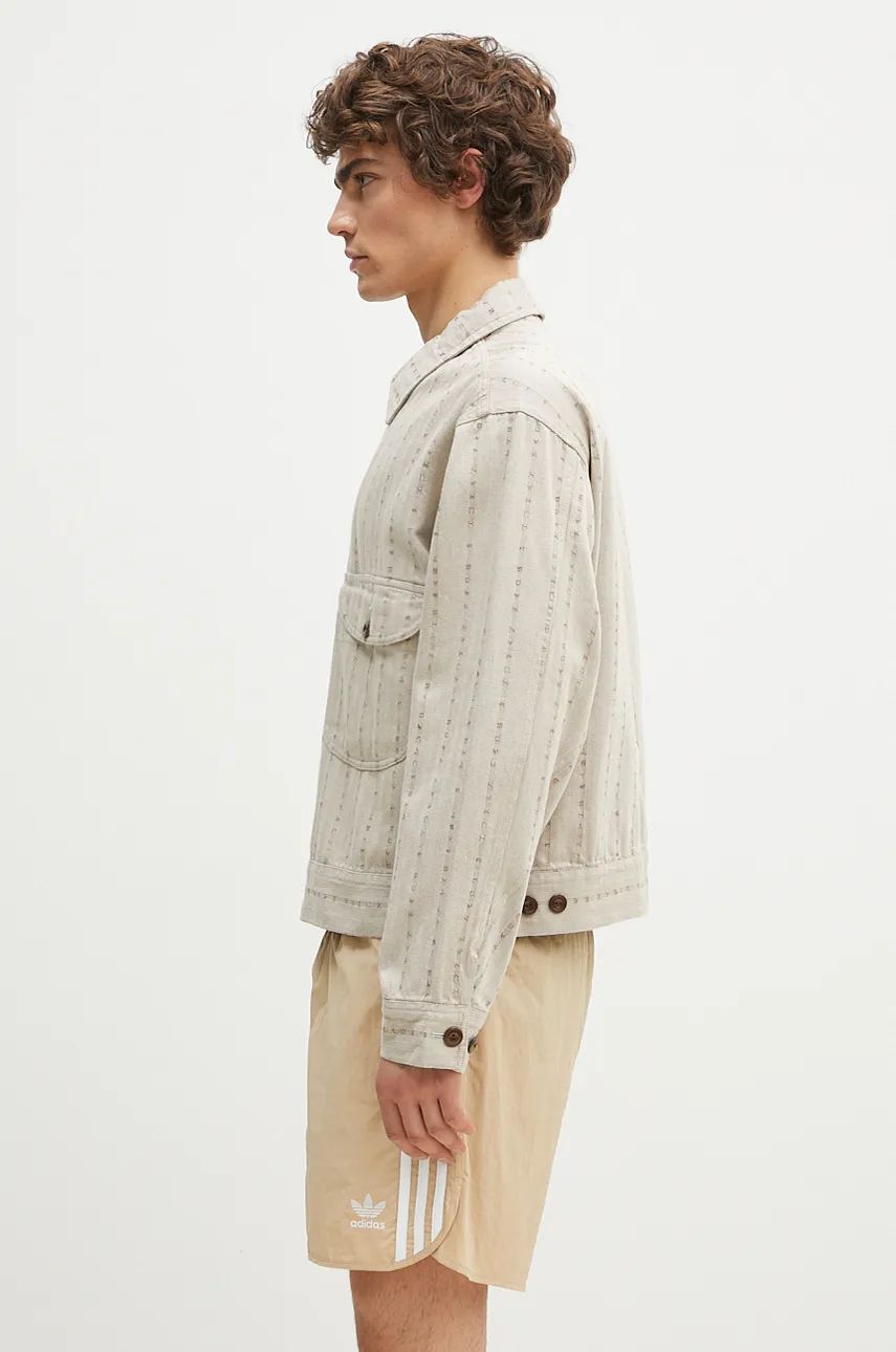 Jakke Human Made Herringbone Zip-Up Work Jacket Beige | HM28JK014, 1