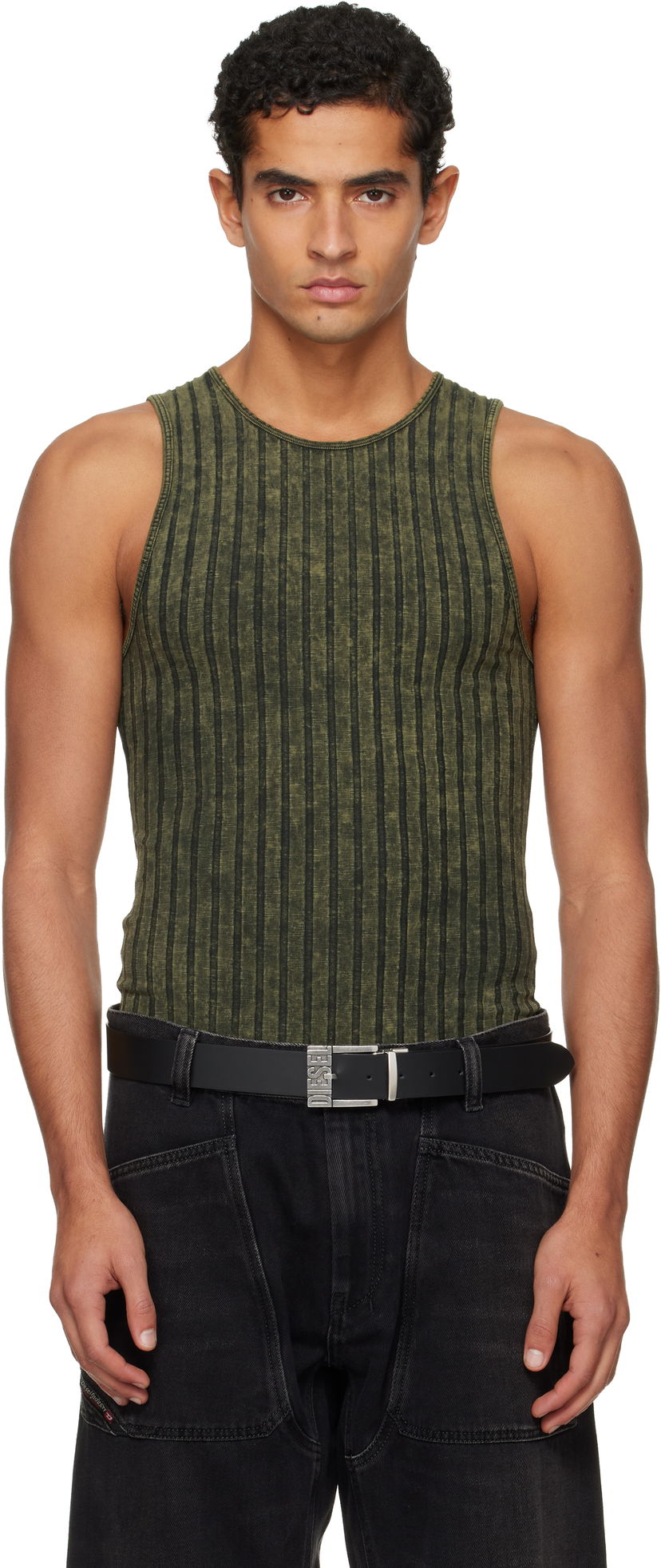 Tanktop Diesel Ribbed Distressed Tank Top Grøn | A21574-0DCCB-5EU