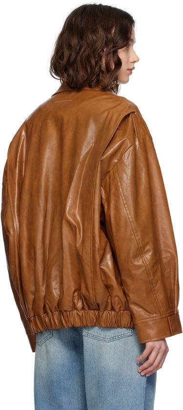 Bomberjakke Maison Margiela MM6 Maison Margiela Oversized Faux-Leather Bomber Jacket Brun | S52AM0325 M35465, 2