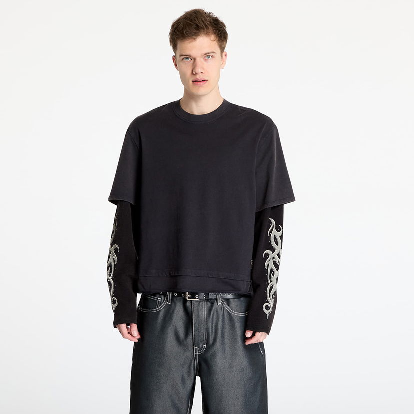 T-shirt GUESS Guess Originals Double Layered Long Sleeve T-Shirt Sort | M5RP32KCCM1-FB6N
