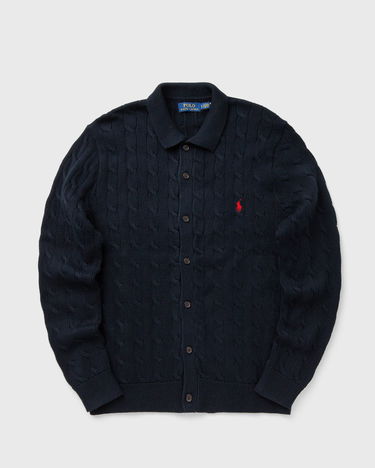 Sweater Polo by Ralph Lauren Collared Cable-Knit Button-Front Cardigan Mørkeblå | 710979114002, 2
