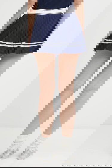 Nederdel Sporty & Rich Italic Logo Pleated Mini Skirt Mørkeblå | SK005621313BL107, 2