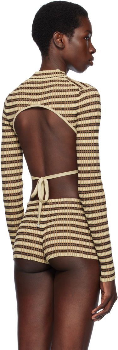 Træningsdragt Nanushka Nanushka Perrie Checkered Knit Top Beige | NW25SSTP24750, 2