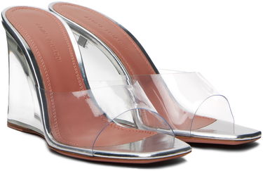 Tilbehør Amina Muaddi Amina Muaddi Lupita Glass Wedge Sandals Metalisk | LUPITA GLASS WEDGE PLEXI PVC, 3