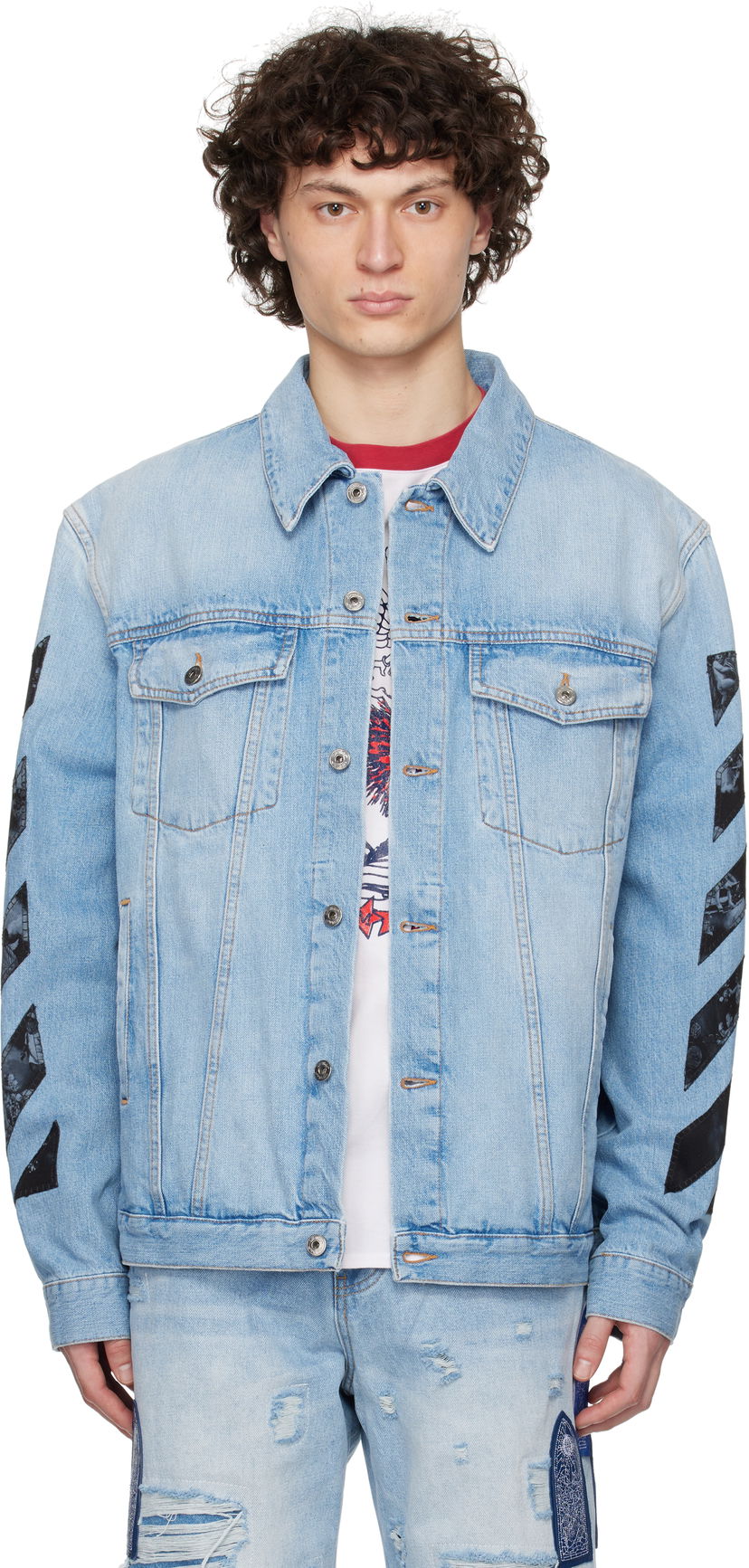 Jakke Off-White Off-White Diag Arrow Skate Denim Jacket Blå | OMYE09BS25DEN0024600