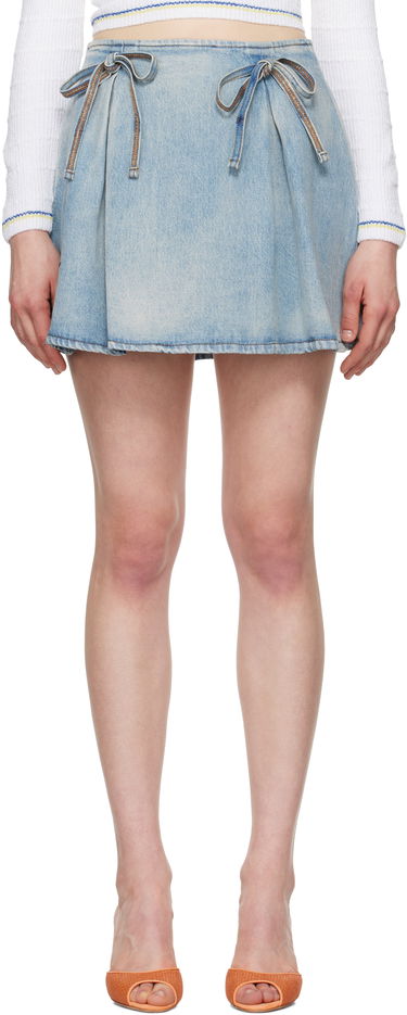 Nederdel MSGM MSGM Bow Accent Denim Miniskirt Blå | 3841MDD231L 257275, 0