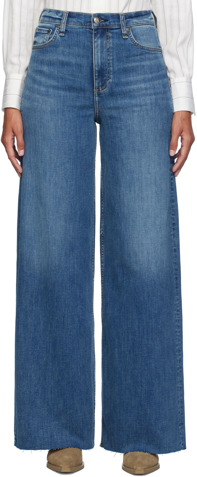 Jeans rag & bone Rag & Bone Flexi Sofie Wide-Leg Jeans Blå | WDD24F2952FUWI