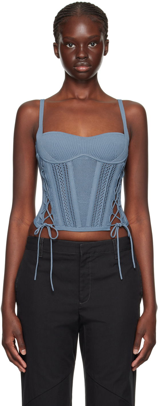 Tanktop Dion Lee Dion Lee Laced Knit Tank Top Blå | A7744F23
